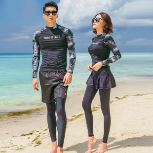 Korean-style Swimwear Couple's Diving Suit Women's Split Sun-proof Jellyfish Suit Quick-drying Men's Snorkeling Suit Long-sleeved Trousers Suit