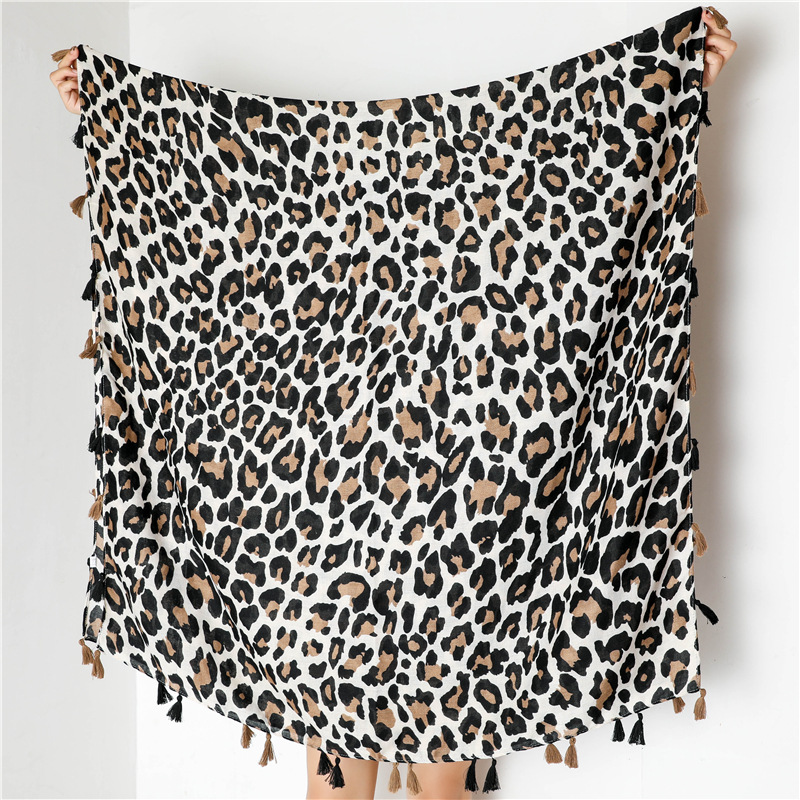 Classic Fashion Leopard Scarf Long Section Cotton And Linen Shawl display picture 24