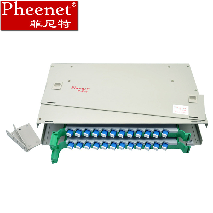Pheenet菲尼特 24芯ODF光纤配线箱架满配SC多模单元体熔纤盘