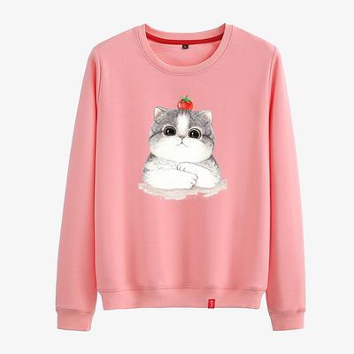 厂家直销新款女装秋长袖休闲圆领学生甜美印花卫衣女N94