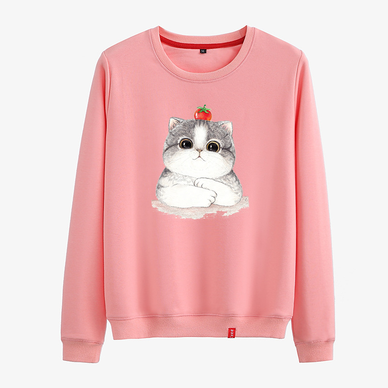 厂家直销新款女装秋长袖休闲圆领学生甜美印花卫衣女N94