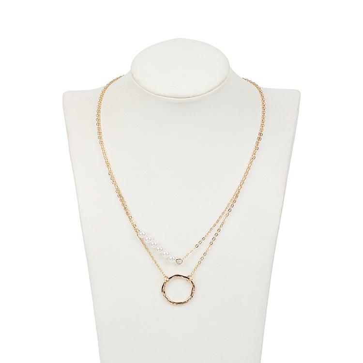 7g Weight Necklace Classification Women'S Gender Gold, Silver Color Fashion Geometric Pearl Multi-layer Copper Necklace Wholesale 6