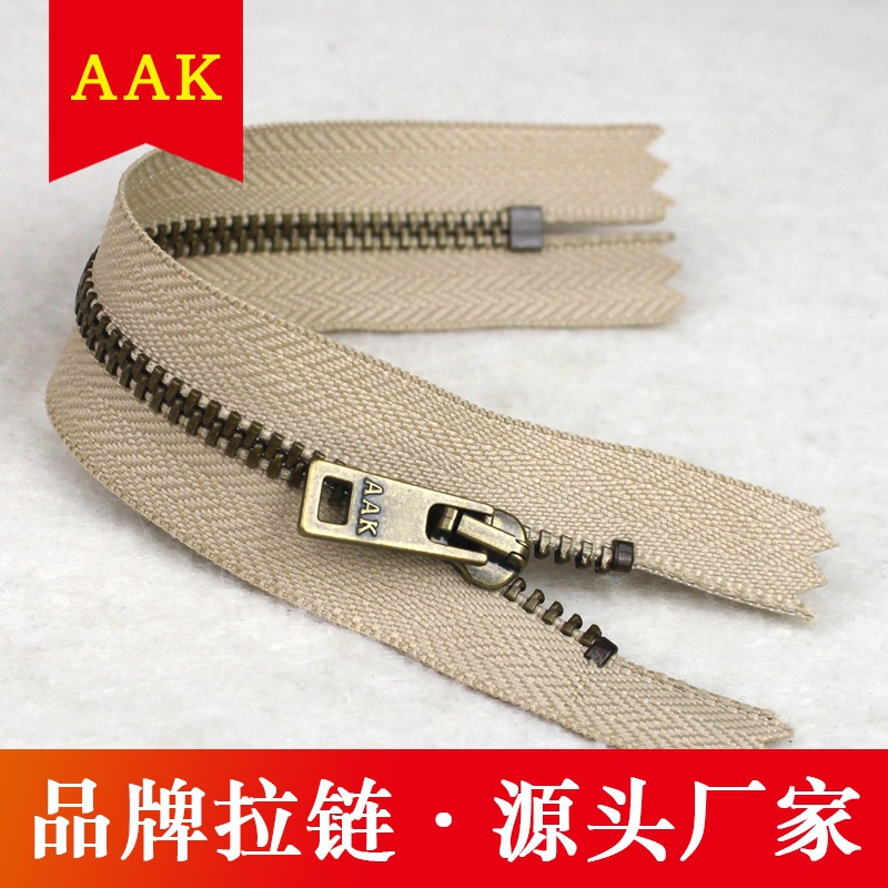 专业批发 古铜Y牙闭尾3号休闲裤牛仔裤金属拉链定货做货方牙现货