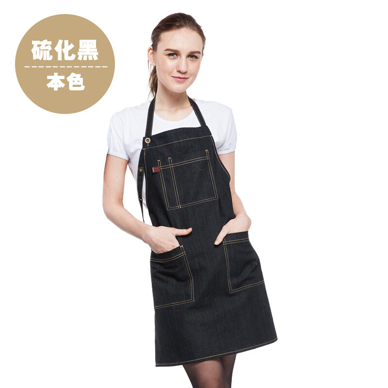 Delantal de mezclilla Cocina cocina casera cintura hombres y mujeres de estilo coreano moda leche té cafetería ropa de trabajo personalización
