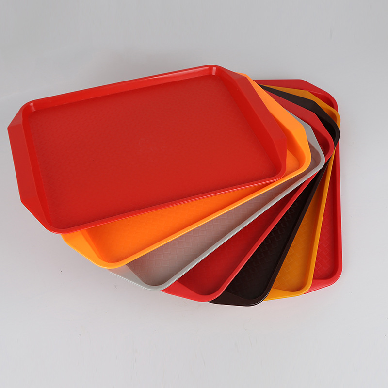 厂家直销多色塑料方形托盘加厚酒店餐厅上菜专用防滑耐摔快餐托盘