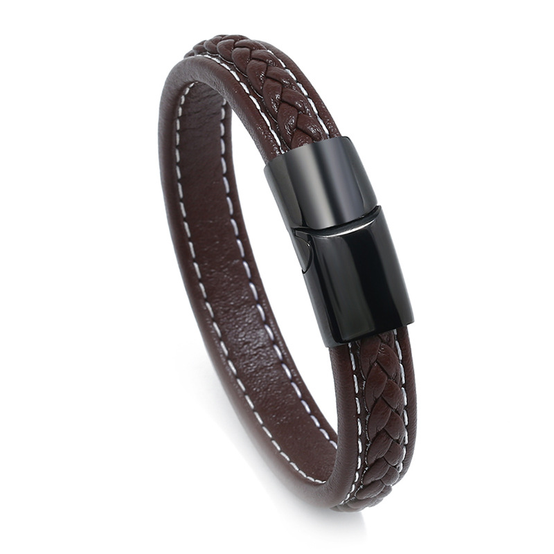 Universal trend magnetic woven leather bracelet for men and women…