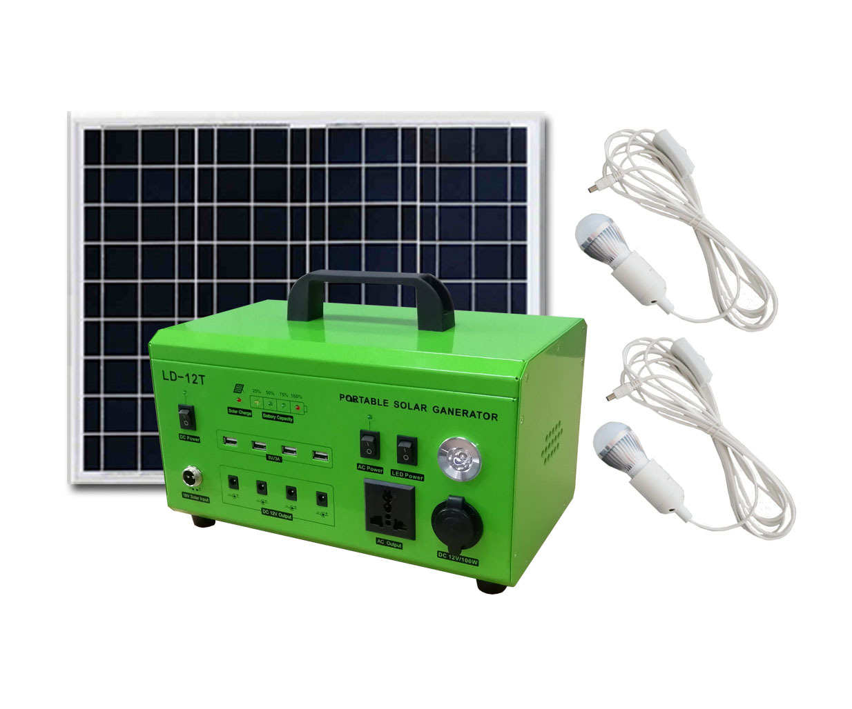 100W太阳能发电系统锂电池家用光伏发电AC300W输出详情1