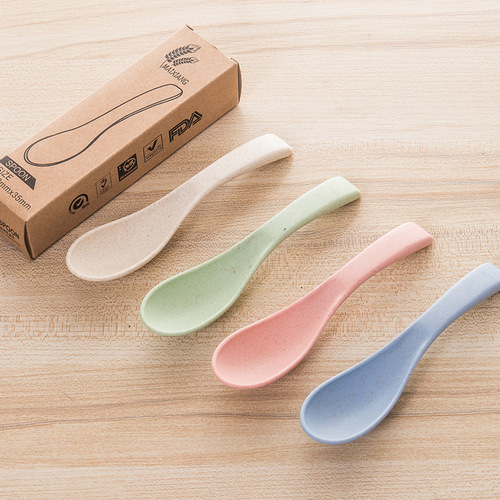 Eco-friendly plastic wheat straw tableware set, portable spoon, fork, and chopsticks set of three, wheat bowl, plate, and dish set of six