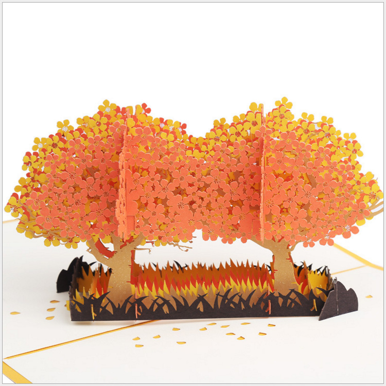 厂家供应3d立体纸雕贺卡浪漫花海祝福立体卡片可定制手工制作贺卡 阿里巴巴