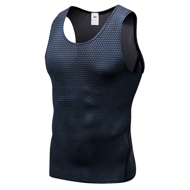 Men'S 3D Printing Fitness Running Vest Body-Hugging Stretch Vest Shoulder Vest Quick-Dry Clothes