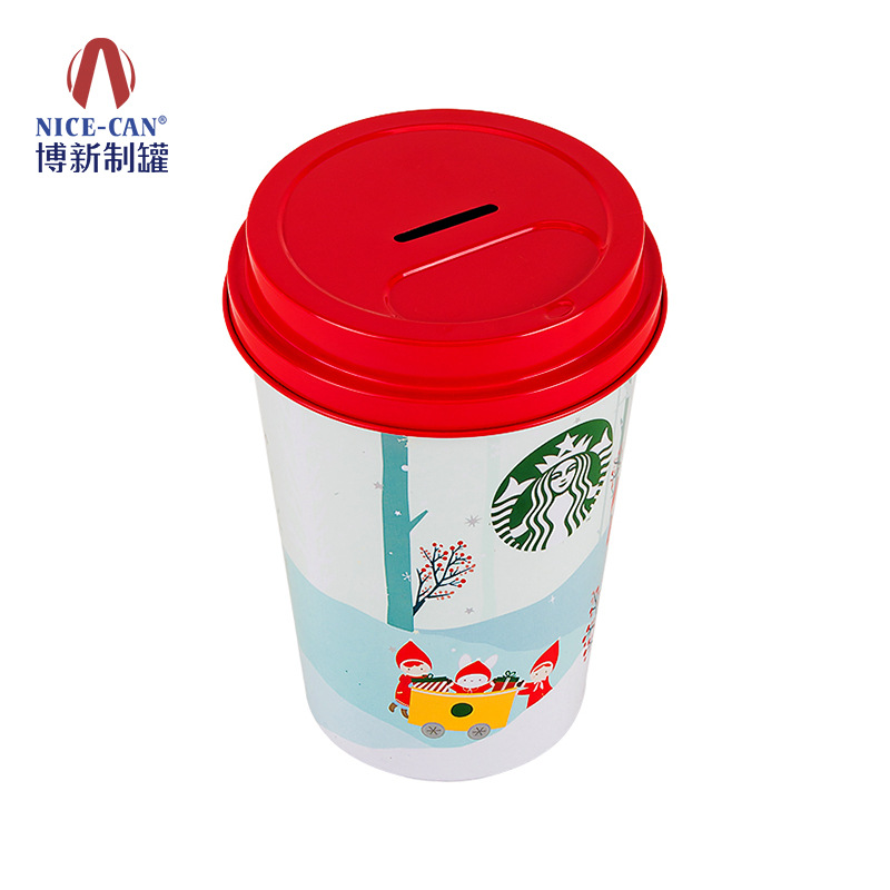 廠家定制馬口鐵存錢罐 圓形咖啡鐵罐 開窗金屬紀念杯硬幣儲蓄鐵罐