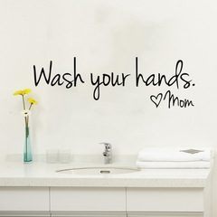 Wash your hands 外貿新款洗手間裝飾牆貼紙批發可移梵汐 FX1004