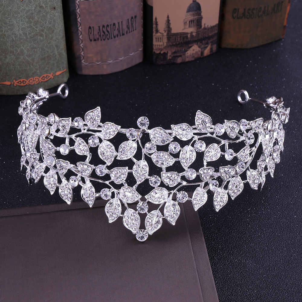 Inlay Design Simple Style Style Simple Style Leaf Alloy Inlay Rhinestones Crown 1 Piece