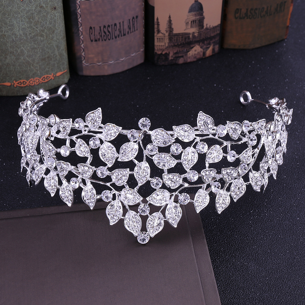 Simple Style Leaf Alloy Inlay Rhinestones Crown 1 Piece display picture 5