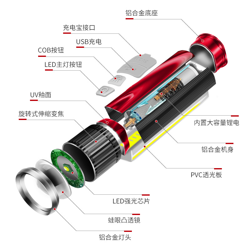 Lampe torche 10W - batterie 3000mAh - Ref 3400704 Image 4