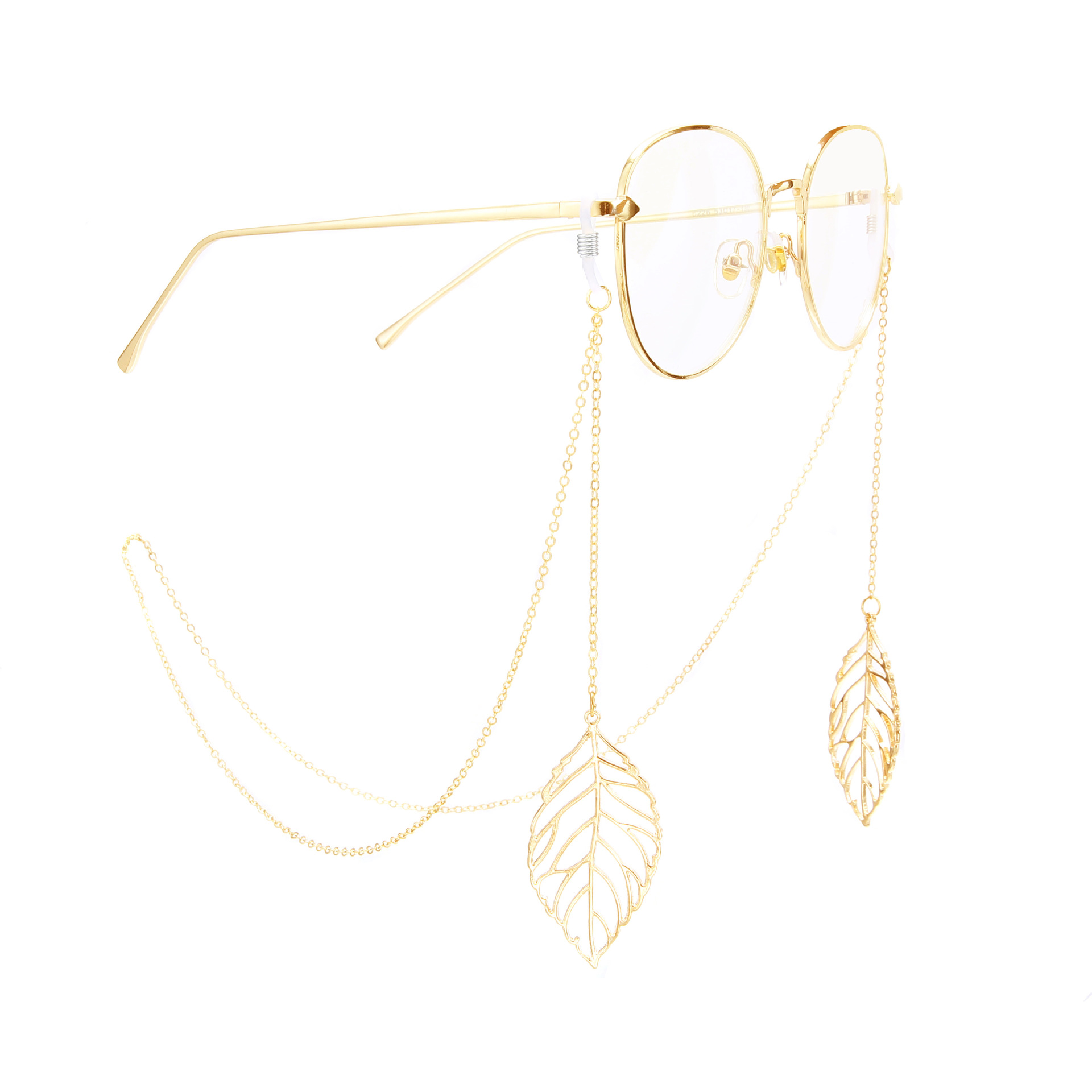 防滑 流行 金屬眼鏡繩 金色 樹葉 吊墜 眼鏡鏈 時尚飾件廠家跨境