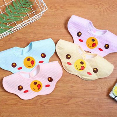 baby Flower Bib baby Supplies pure cotton Smiling face Saliva towel Snaps waterproof Newborn Bibs 360 rotate
