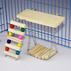 Small, medium and large parrot toy chinchilla, squirrel guinea pig three-piece set, parrot springboard, ladder bird cage
