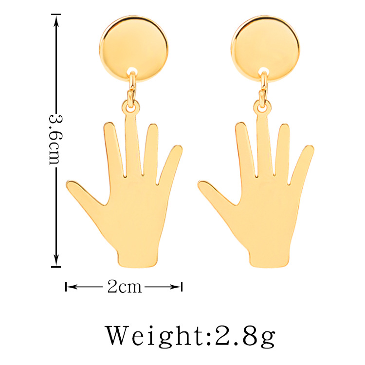 Europäische Und Amerikanische Persönlichkeit Übertriebene Handflächen Ohrringe Fünf-finger-ohrringe Ohrringe Umwelt Elektrische Vergoldete Silber Ohrringe display picture 1