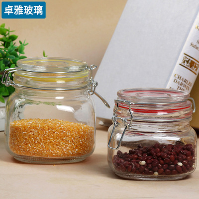 卡扣食品储物罐家用百香果蜂蜜瓶子透明密封罐玻璃罐带盖批发|ru