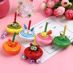 木製彩色動物小陀螺 休閒早教益智玩具創意兒童手轉陀螺地攤玩具