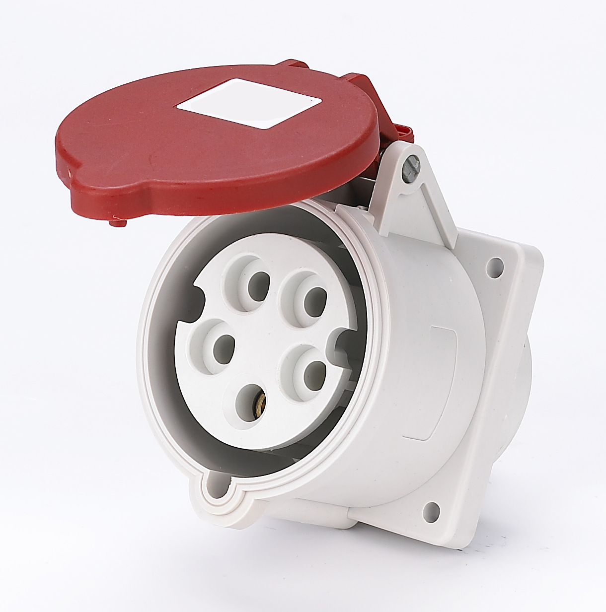 工业插座3531 5P32A 防水暗装插座 IP44 红色防雨防尘直座 380V