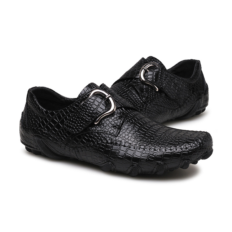 Men's crocodile pattern casual leather shoes