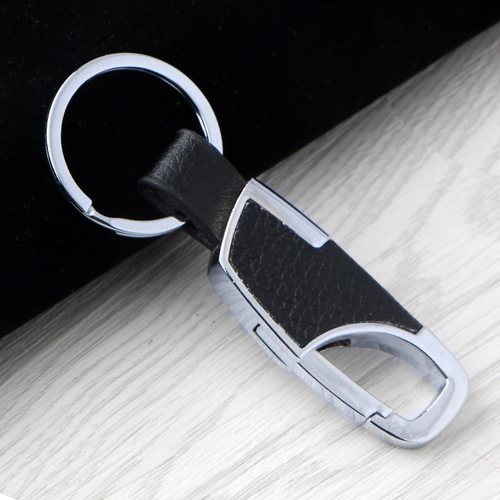 Men's Metal Genuine Leather Car Keychain Personalized Creative Engraving Event Business Gift Promotion One Piece Dropshipping