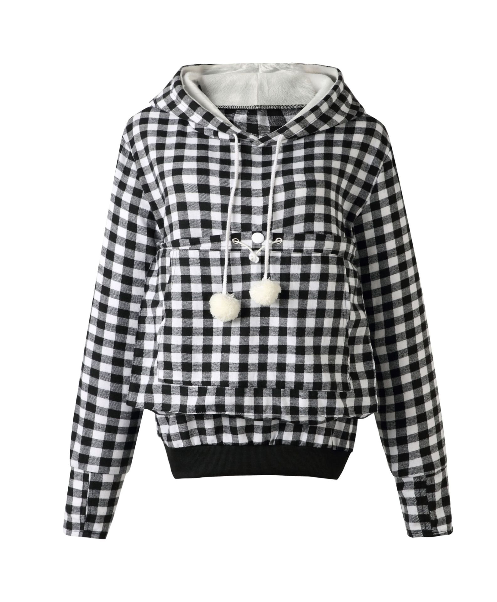 Transfronteriza Amazon PET gran bolsillo con capucha Otoño e Invierno popular a cuadros con capucha suéter de manga larga abrigo para las mujeres