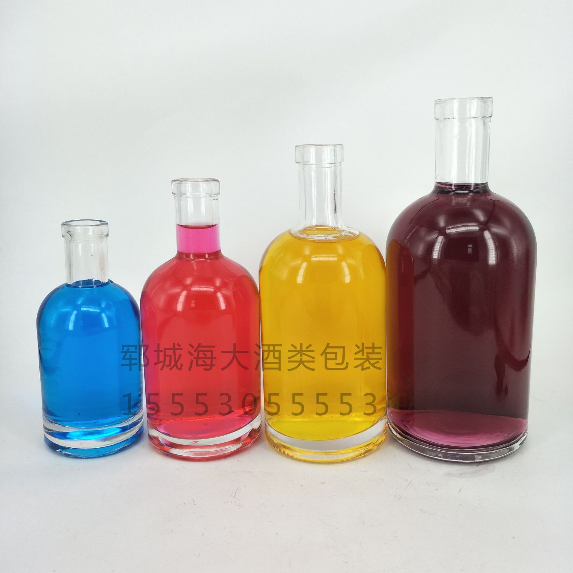 厚底晶白料 700ML 洋酒瓶 米酒玻璃瓶 圆柱酒瓶 375ml 伏特加酒瓶