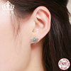 Earrings, stone inlay, European style, silver 925 sample, 925 sample silver