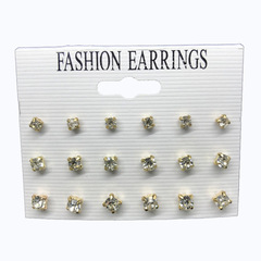 Cross-border new imitation zirconium earring set 9 pairs minimalist AliExpress Wish earring set earrings accessories