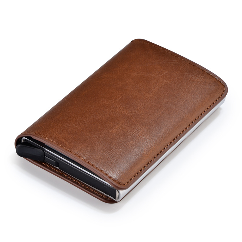 [金属复古皮钱夹卡夹卡盒 Slim Wallet Leather aluminum]