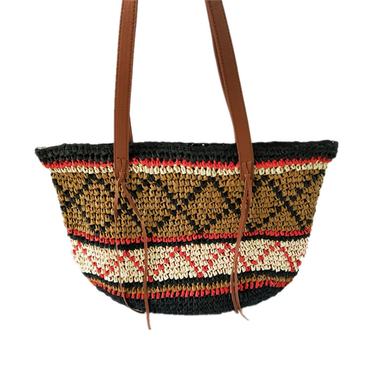 Women's Spring and Summer New Straw Bag Knitted Beach Bag Vacation Crossbody Portable Bohemian Rattan Large Capacity Bag_voghion.com