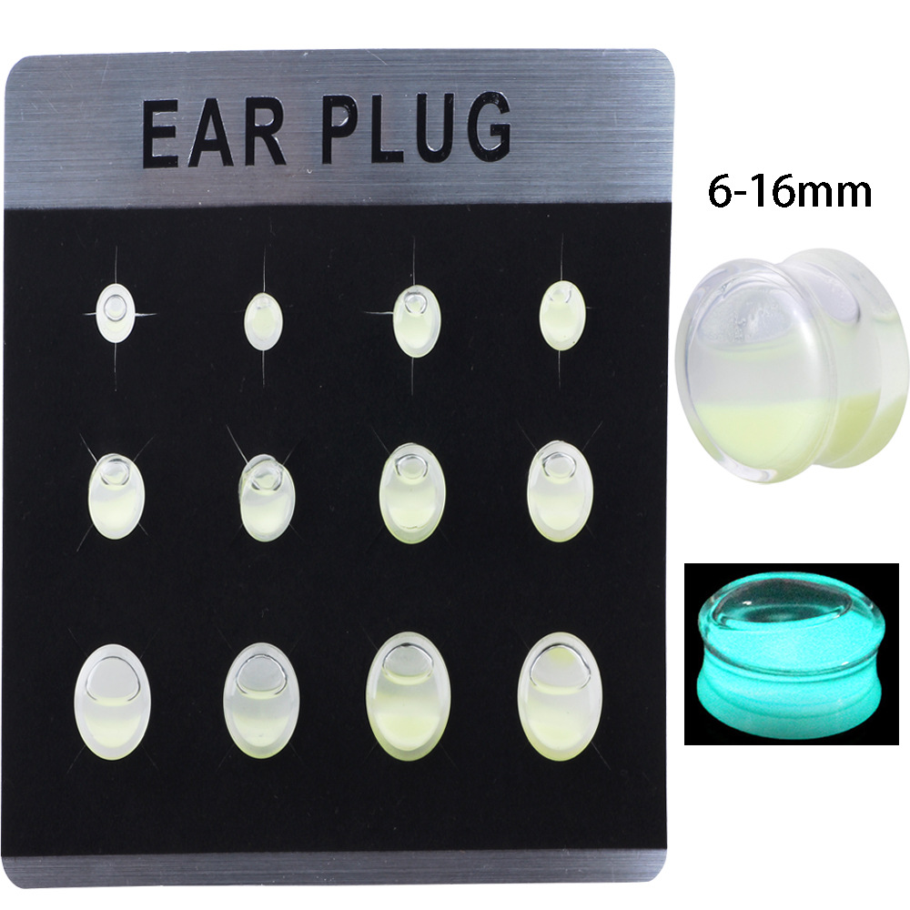 Acrylic Glow Liquid Ear Expander Stretcher 12Pcs Card Pack - Geometric Ear Gauges detail image 12
