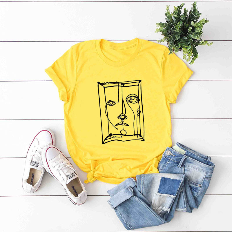 fashion abstract face graphic t-shirt NSSN43076