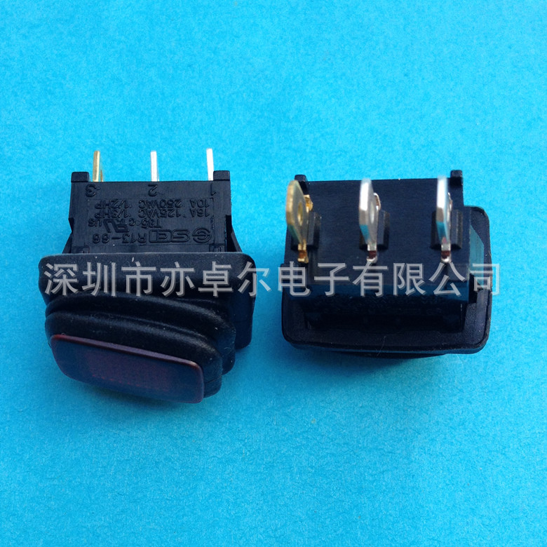 台湾新进 SCI 原装正品船型开关防水开关转换开关R13-66防水带灯
