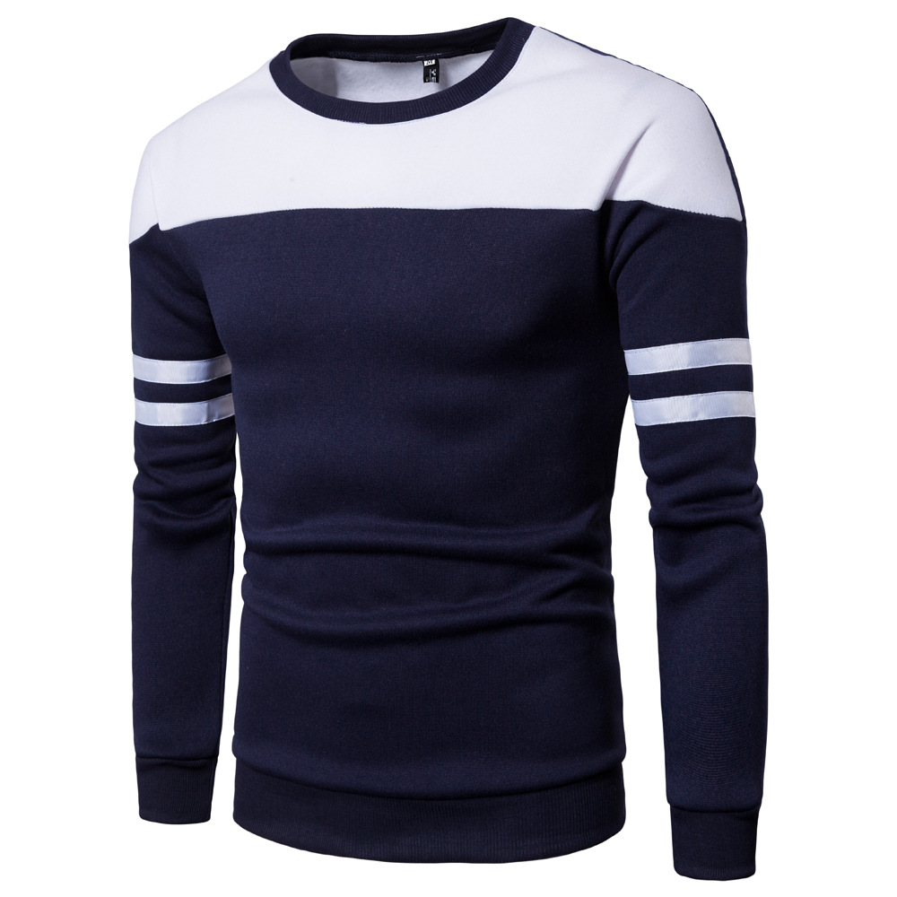 Sumitong men's European men's spring and autumn new men's color matching sweater men's Korean round neck men's Pullover