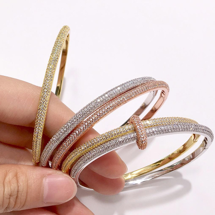Zircon Studded Diamond Bracelet For Women Elegant Bangle Jewelry_voghion.com