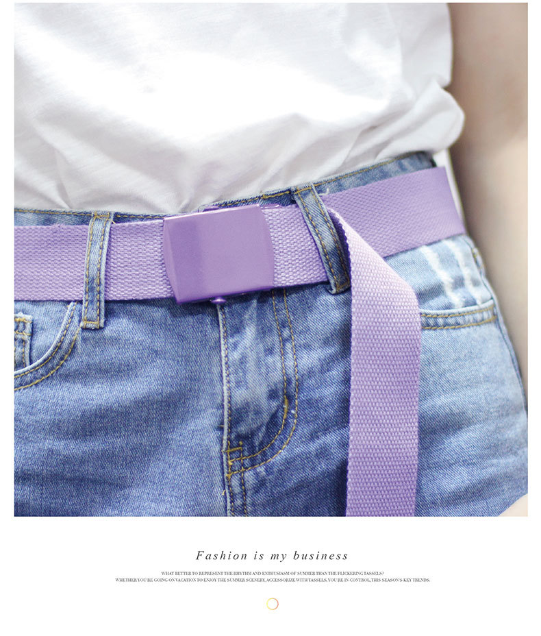 Wholesale Casual Smooth Buckle Solid Color Woven Canvas Belt Nihaojewelry display picture 3