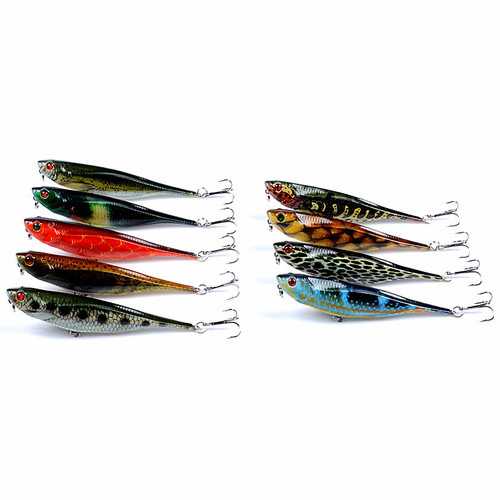 Luya bait painted plastic fishing bait 9.9cm/9.9g water surface pencil fake bait bionic bait cocked mouth bass black fish