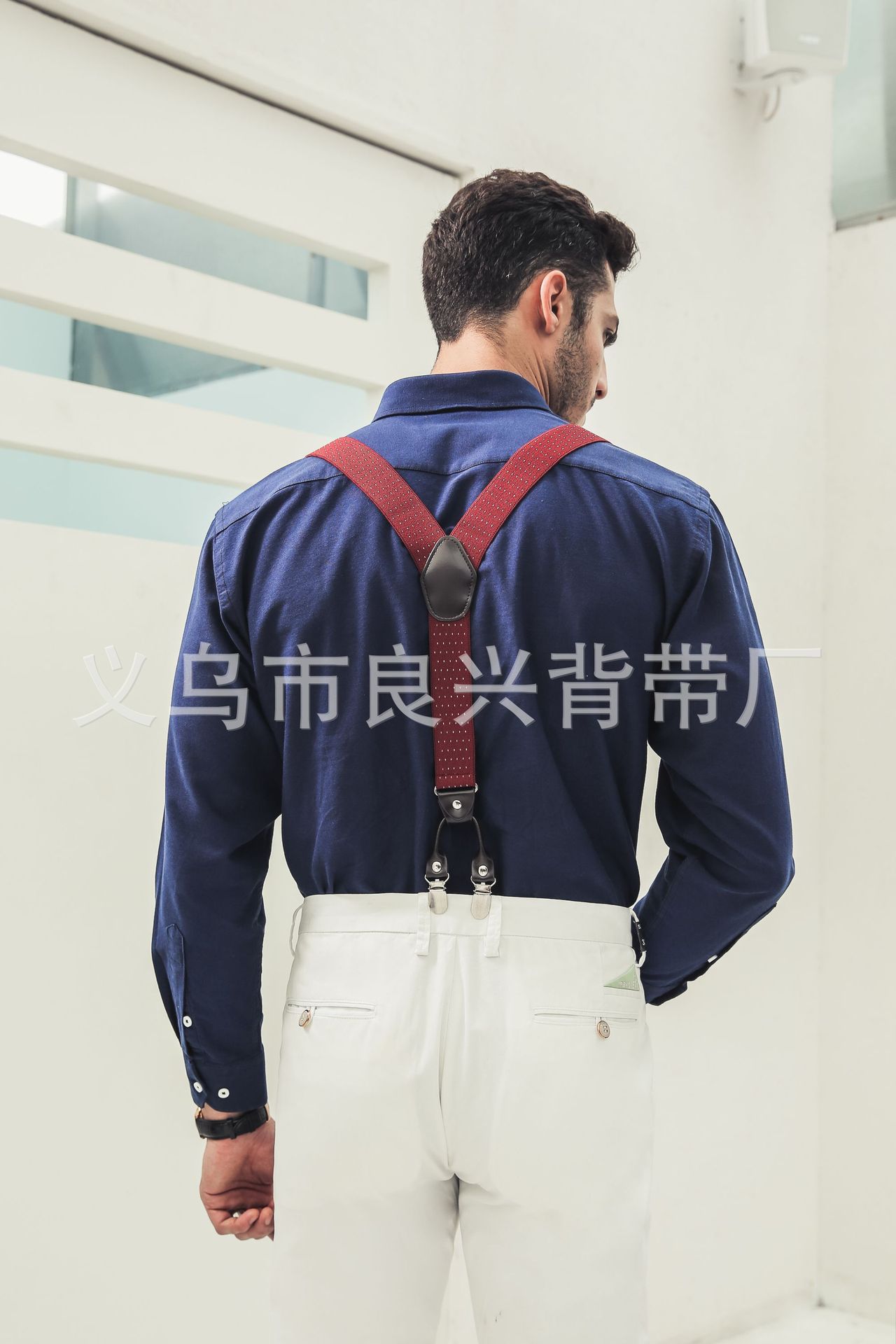 跨境男士西裤背带成人 涤纶松紧加厚背带夹白点6夹成人吊裤带定制-阿里巴巴