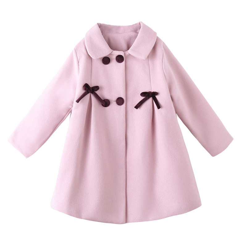 Abrigo de lana de doble cara para niños de otoño e invierno para niñas Estilo coreano estilo occidental engrosado abrigo de algodón acolchado de lana para niños