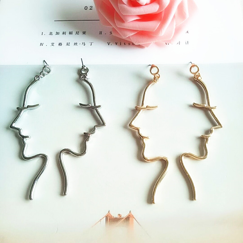 New Minimalist Fun Face Abstract Contour  Earrings Wholesale Nihaojewerly display picture 1