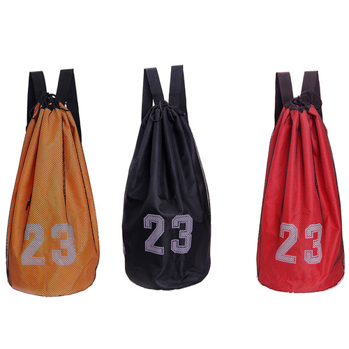 Basketball bag basketball bag training bag mesh bag net bag double shoulder backpack soccer bag drawstring pocket fitness sports storage bag