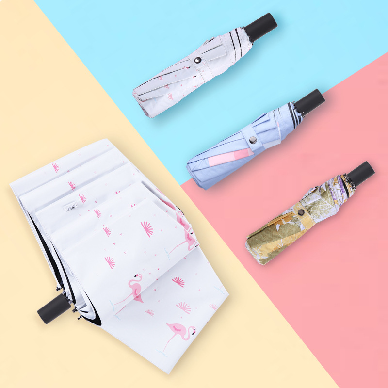 小清新太阳伞防紫外线学生折叠黑胶广告伞定制男女全自动防晒雨伞