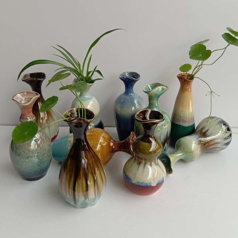 创意陶瓷小迷你瓷花瓶工艺品花盆花插颜色釉窑变手工装饰摆件客厅