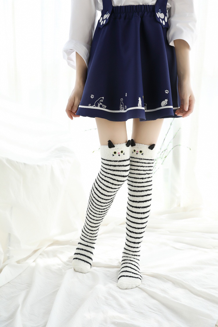 over knee thick warm striped socks  NSFN30495