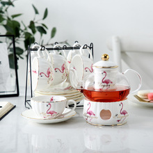 陶瓷花茶壺套裝蠟燭煮茶歐式花草水果茶下午茶耐熱高硼硅玻璃茶具
