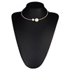 Fashionable short bracelet, jewelry, choker from pearl, European style, diamond encrusted, wholesale